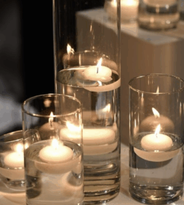 Bougies flottantes, tailles adaptées au bougeoirs/photophore.