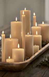 Bougies crème à combustion lente, non parfumées, de tailles variées, adaptées à chaque bougeoirs/photophore.
