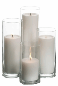 Vase de table – avec bougies