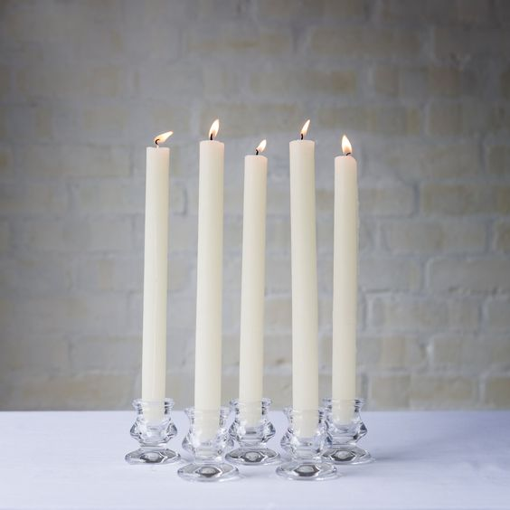 Chandelier transparent en verre pour bougies coniques