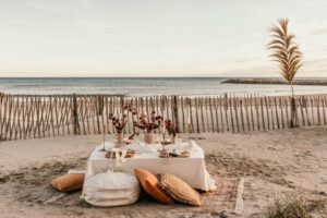 Fleurs séchées sur l’arche sur une plage dans l’Hérault